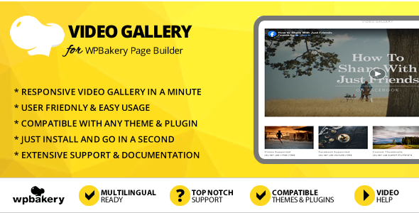Elegant Mega Addons Video Gallery for WPBakery Page Builder